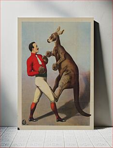 Πίνακας, 1890s Kangaroo Boxing sideshow poster (#964) printed in Hamburg, Germany by Adolph Friedländer (1851-1904)