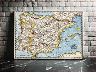 Πίνακας, 18th century hand-coloured engraved map of the Iberian peninsula depicting various topographical features of the land, as published in Robert Wilkinson's General Atlas, circa 1794