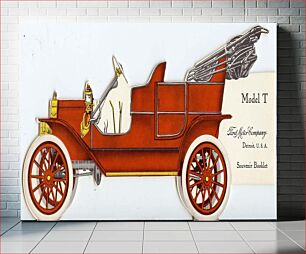 Πίνακας, 1909 Ford Model T Touring Car, with optional folding top and headlamps, as shown on the back cover of a 1909 Ford souvenir booklet
