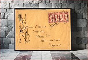 Πίνακας, 3c Washington quadruple rate with Blood's Penny Post carrier stamp on cover