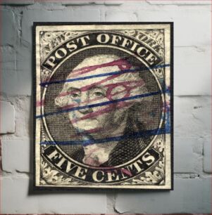 Πίνακας, 5c Washington New York postmaster provisional RHM signed single, National Stamp Collection