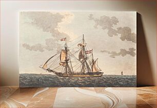 Πίνακας, A bark ship seeking port by C.W. Eckersberg