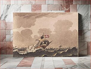Πίνακας, A battered ship, signaling loots by C.W. Eckersberg