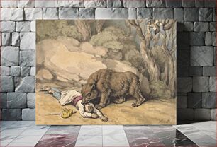 Πίνακας, A Bear Attacking a Fallen Indian