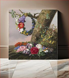 Πίνακας, A bouquet of flowers at the foot of a tree by Christine Marie Lovmand