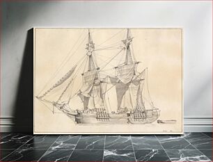 Πίνακας, A brig dries sails by C.W. Eckersberg