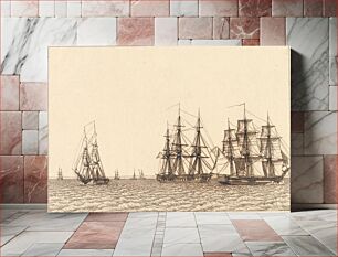 Πίνακας, A brig sailing.Illustration for "Linear perspective", Plate IXb by C.W. Eckersberg