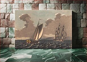 Πίνακας, A chase sailing for a blur and a frigate alike by C.W. Eckersberg