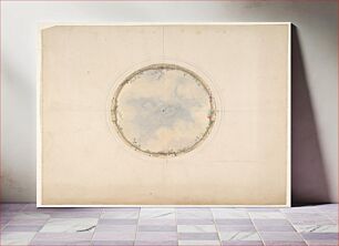 Πίνακας, A Circular ceiling design with clouds and roses by Jules Edmond Charles Lachaise and Eugène Pierre Gourdet