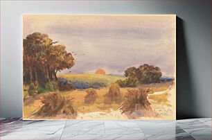 Πίνακας, A Cornfield at Sunset by Hercules Brabazon Brabazon