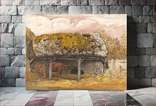 Πίνακας, A Cow Lodge with a Mossy Roof