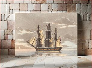 Πίνακας, A Danish frigate with all sails set in a calm sea view by C.W. Eckersberg
