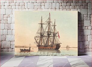 Πίνακας, A Danish naval ship at anchor in a quiet morning by C.W. Eckersberg