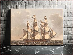 Πίνακας, A Danish Orlog ship, to be seen to windward with a side wind by C.W. Eckersberg