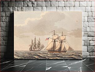 Πίνακας, A Danish ship and an American schooner for crosswinds by C.W. Eckersberg