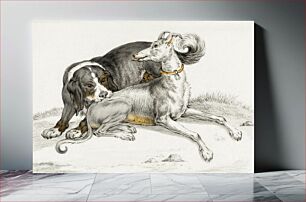 Πίνακας, A dog bites another sitting dog by Jean Bernard (1775-1883)