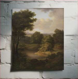 Πίνακας, A forest landscape with a hunter by Julie Lütken