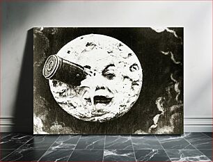 Πίνακας, A frame from the 1902 French silent adventure film 'A Trip to the Moon' (Le Voyage dans la Lune) (2014) chromolithograph art by Breve Storia del Cinema