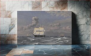 Πίνακας, A frigate and some other ships cruising by C.W. Eckersberg