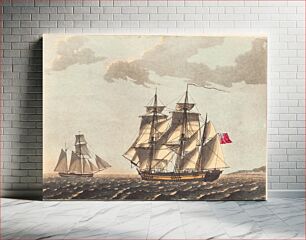 Πίνακας, A galease for - and an English barque ship under the wind by C.W. Eckersberg