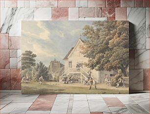 Πίνακας, A Game of Bowls on the Bowling Green Outside the Bunch of Grapes Inn, Hurst, Berkshire by Michael Angelo Rooker