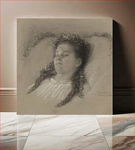 Πίνακας, A Girl on Her Deathbed with a Crown of Flowers (1882) by William B. O'Neal Fund
