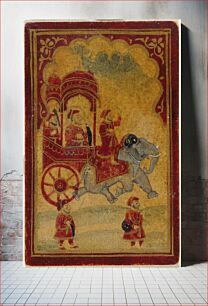 Πίνακας, A King in an Elephant-drawn Carriage, King of the Ghulam (Slave or Servant) Suit, Playing Card from a Mughal Ganjifa Set