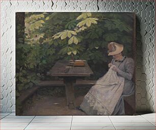 Πίνακας, A lady dressed in summer in a gazebo by Poul Simon Christiansen