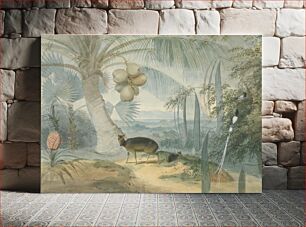 Πίνακας, A Landscape in Ceylon, With Barking Deer and Fawn and a Pair of Paradise Fly-Catchers