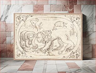 Πίνακας, A lion and a bear, as well as a buck and a wild boar by Mathias Beytler