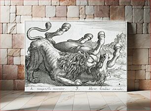 Πίνακας, A Lion Biting a Horse's Neck by Hendrik Hondius I