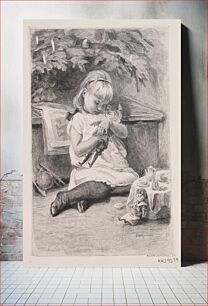 Πίνακας, A little girl playing under a Christmas tree by Bertha Wegmann