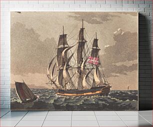 Πίνακας, A lootsbaad and a Danish frigate ship for a blur by C.W. Eckersberg