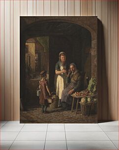 Πίνακας, A maid shows her lover's portrait to a greengrocer by David Monies