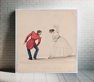 Πίνακας, A man and woman dancing the Zamacueca, from a group of drawings depicting Peruvian dress