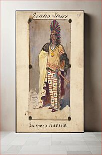 Πίνακας, A man standse in tribal garb in three-quarter profile