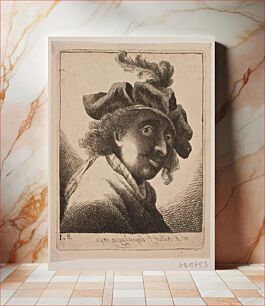 Πίνακας, A man with a feathered beret by W. A. Müller