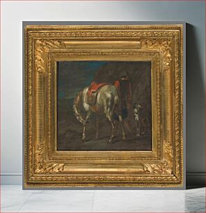 Πίνακας, A man with a horse and a dog, Juliusz Kossak
