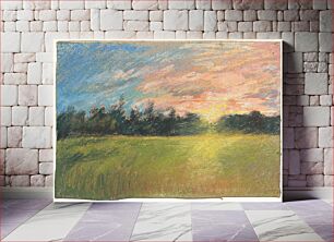 Πίνακας, A Meadow at Sunset (ca. 1845) by Paul Huet