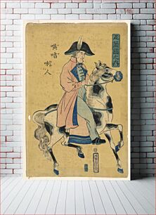 Πίνακας, A Member of Commodore Perry's Party, Western Man on a Horse, Yoshitora Utagawa