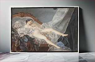 Πίνακας, A naked girl, lying on her back on a canapé between large draperies by Jacques Charlier