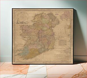Πίνακας, A new and accurate map of the kingdom of Ireland divided into provinces, counties & baronies : with all the cities, boroughs, post-towns, barracks, and principal villages : also the great, the branch, & the by-p