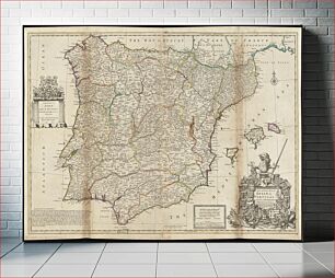Πίνακας, A new and exact map of Spain & Portugal divided into its kingdoms and principalities &c with ye principal roads and considerable improvements