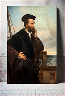 Πίνακας, A painting representing a side picture of explorer Jacques Cartier, produced by the painter Theophile Hamel (1844)