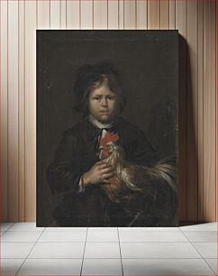 Πίνακας, A peasant boy with a rooster by Heinrich Dittmers