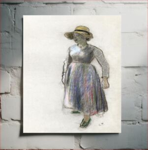 Πίνακας, A Peasant Girl in a Straw Hat (ca. 1892) by Camille Pissarro