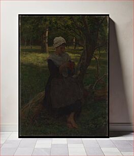 Πίνακας, A Peasant Girl Knitting by Jules Breton