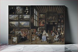 Πίνακας, A Picture Gallery with an Artist Painting a Woman and a Girl by Gillis Van Tilborgh
