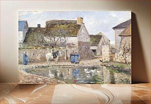 Πίνακας, A Pond in Ennery (1874) by Camille Pissarro