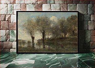 Πίνακας, A Pond in Picardy by Camille Corot
